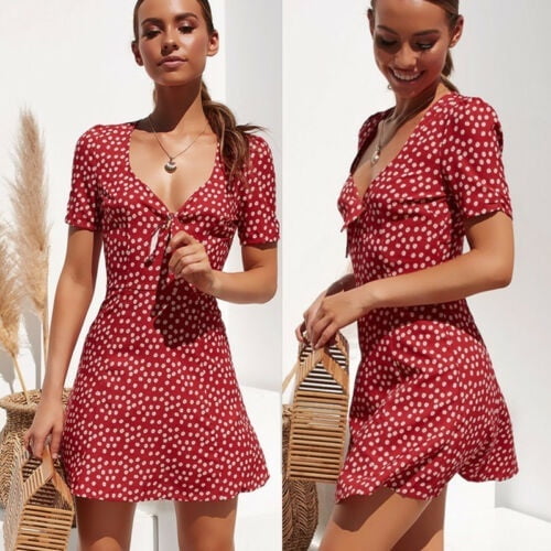 Women Summer Casual Short Sleeve Evening Party Beach Dress Short Mini Dress  | Walmart Canada